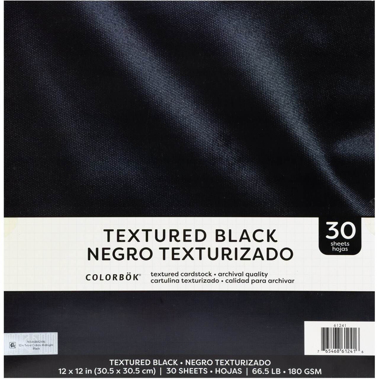 Colorbok Textured Cardstock Pad 12"X12" 40/Pkg-Midnight Black